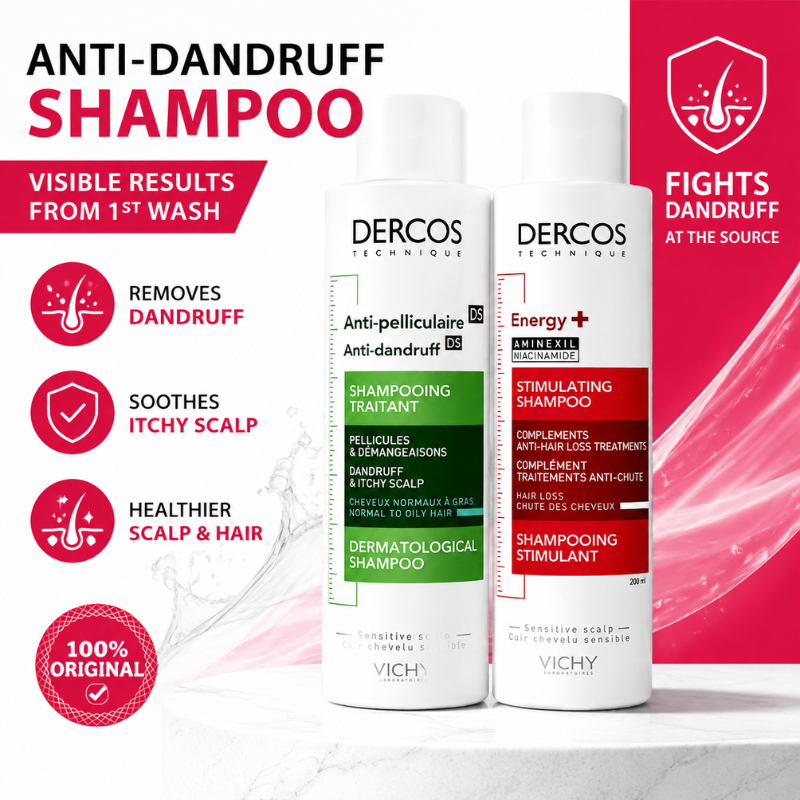Vichy Dercos Anti-Dandruff Shampoo 200ml แชมพูขจัดรังแคพร้อมการดูแลทางผิวหนังเพื่อขจัดรังแค ปลอบประโลมคันหนังศีรษะและรองรับผมสุขภาพดี