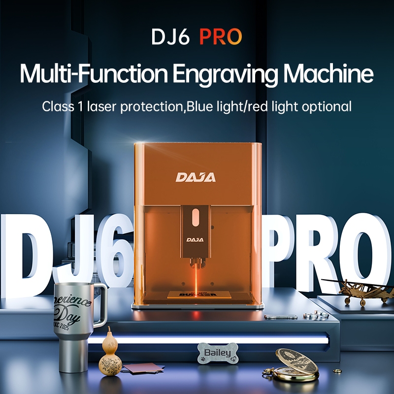 DAJA DJ6 Pro เครื่องแกะสลักเลเซอร์แกะสลักสําหรับเครื่องพิมพ์ฉลากไม้แบบพกพากระติกน้ําร้อนขวด DIY ของข