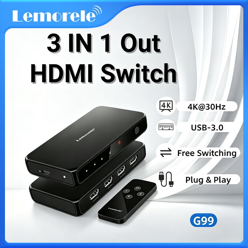 Lemorele HDMI Switch 4K HDMI Switcher HDMI Splitter KVM Switch สําหรับ PS4 HDTV