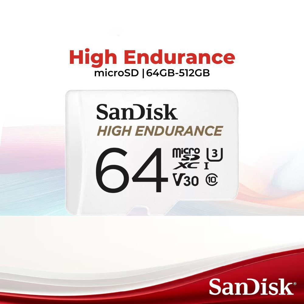 SanDisk High Endurance V30 U3 Class 10 microSD™ with Adapter 32GB/ 64GB/ 128GB/ 256GB/ 512GB Max R: 100MB/s