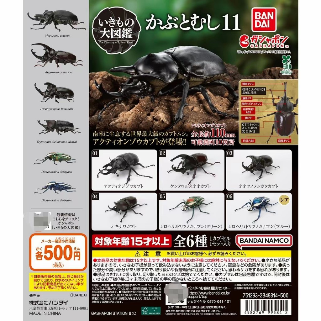 Bandai ของแท้จากญี่ปุ่นของเล่นแคปซูล สารานุกรมชีววิทยา ด้วง 11 แบบจำลองทางชีววิทยาจำลอง ของประดับ‌
