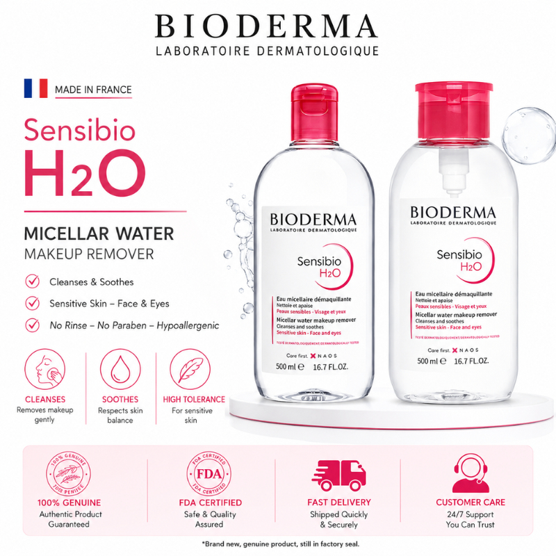 BIODERMA Buy2Free1Bioderma Sensibio H2O Make-Up Removing Solution Sensitive Skin (ปั๊ม 500ml/500ml)