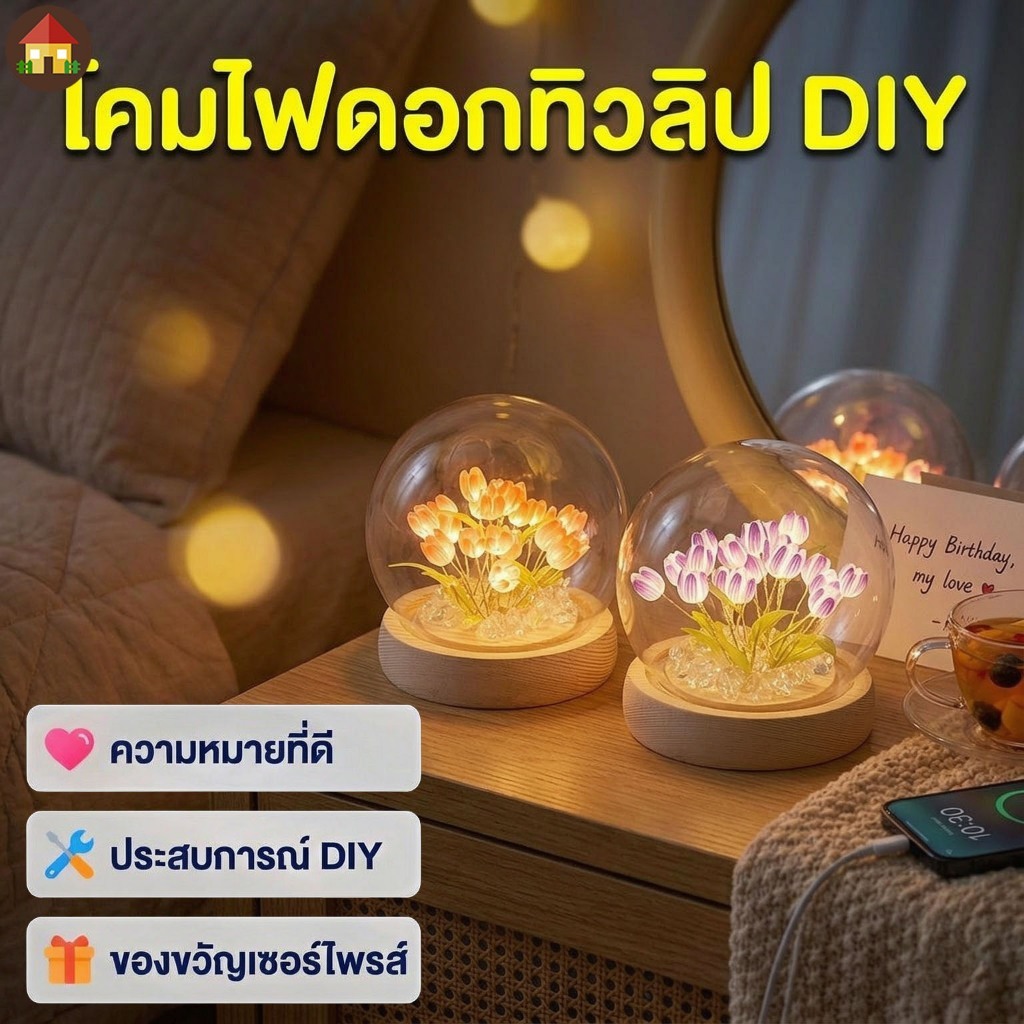 ทิวลิปไฟกลางคืนแบตเตอรี่ ใช้โคมไฟตั้งโต๊ะดอกทิวลิป DIY น่ารัก LED สำหรับ ดําเนินการโคมไฟตั ของขวัญวันเกิด องนอนบรรยากาศวันวาเลนไทน ์ โคมไฟตกแต่งดอก ไฟกลางคืนทิวลิป