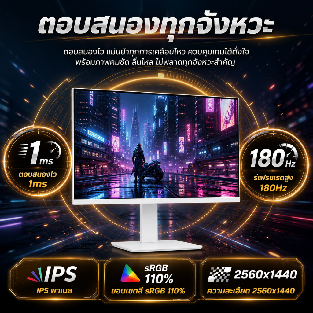จอคอมพิวเตอร์ 24 นิ้ว 2K 180Hz IPS 1ms Monitor HDMI DP เหมาะสําหรับจอภาพเกมสําหรับเล่นเกม