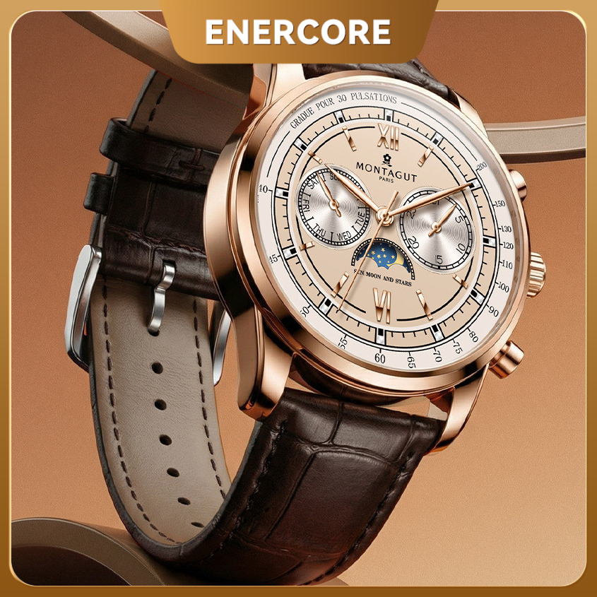 Montagut นาฬิกาธุรกิจนาฬิกาข้อมืออัตโนมัติผู้ชายนาฬิกากันน้ําเรืองแสง High-End montagut