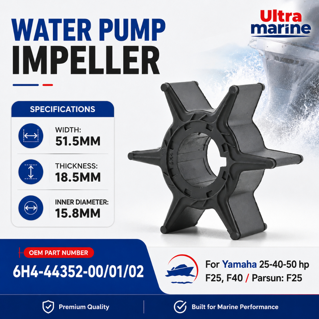 6H4-44352-00 ปั๊มน้ํานอกใบพัดสําหรับ Yamaha 20-50 HP 2-Stroke & 4-Stroke Marine Engines - แทนที่ OEM