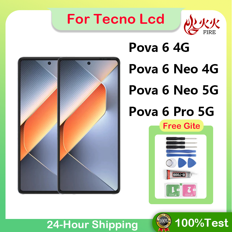Original สําหรับ Tecno Pova 6/Pova 6 Neo/Pova 6 Pro 5G จอแสดงผล LCD หน้าจอสัมผัสอะไหล่