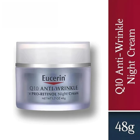 ครีมกลางคืนลดริ้วรอย Eucerin Q10 Anti-Wrinkle Pro-Retinol Night Cream 48g Pro-Retinol+Q10 ลดริ้วรอย 5 สัปดาห์ เนื้อชุ่มชื้น ไม่มีน้ำหอม ของแท้100% พร้อมส่ง