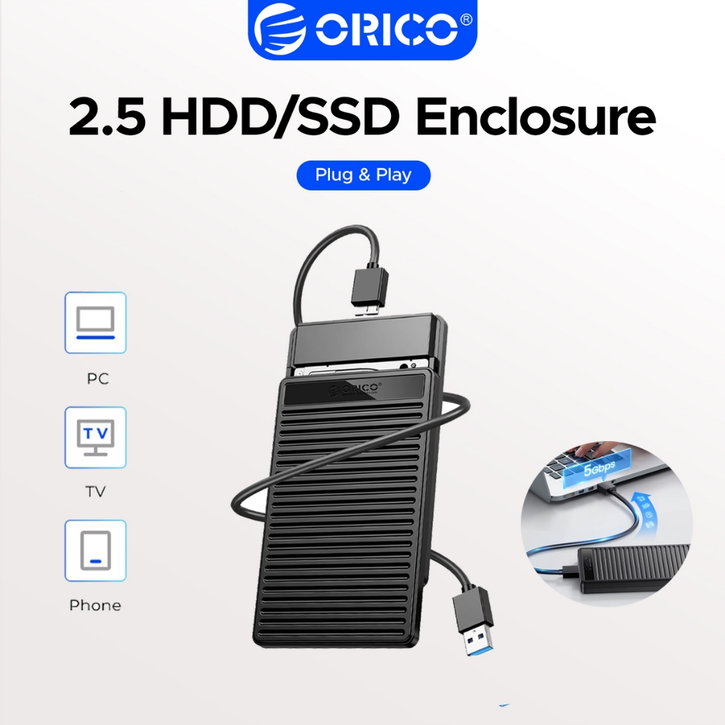 ORICO 2.5 นิ้ว SATA HDD SSD Enclosure USB3.0 Micro-B ฮาร์ดไดรฟ์ภายนอก 5Gbps UASP Trim สนับสนุนสูงสุด
