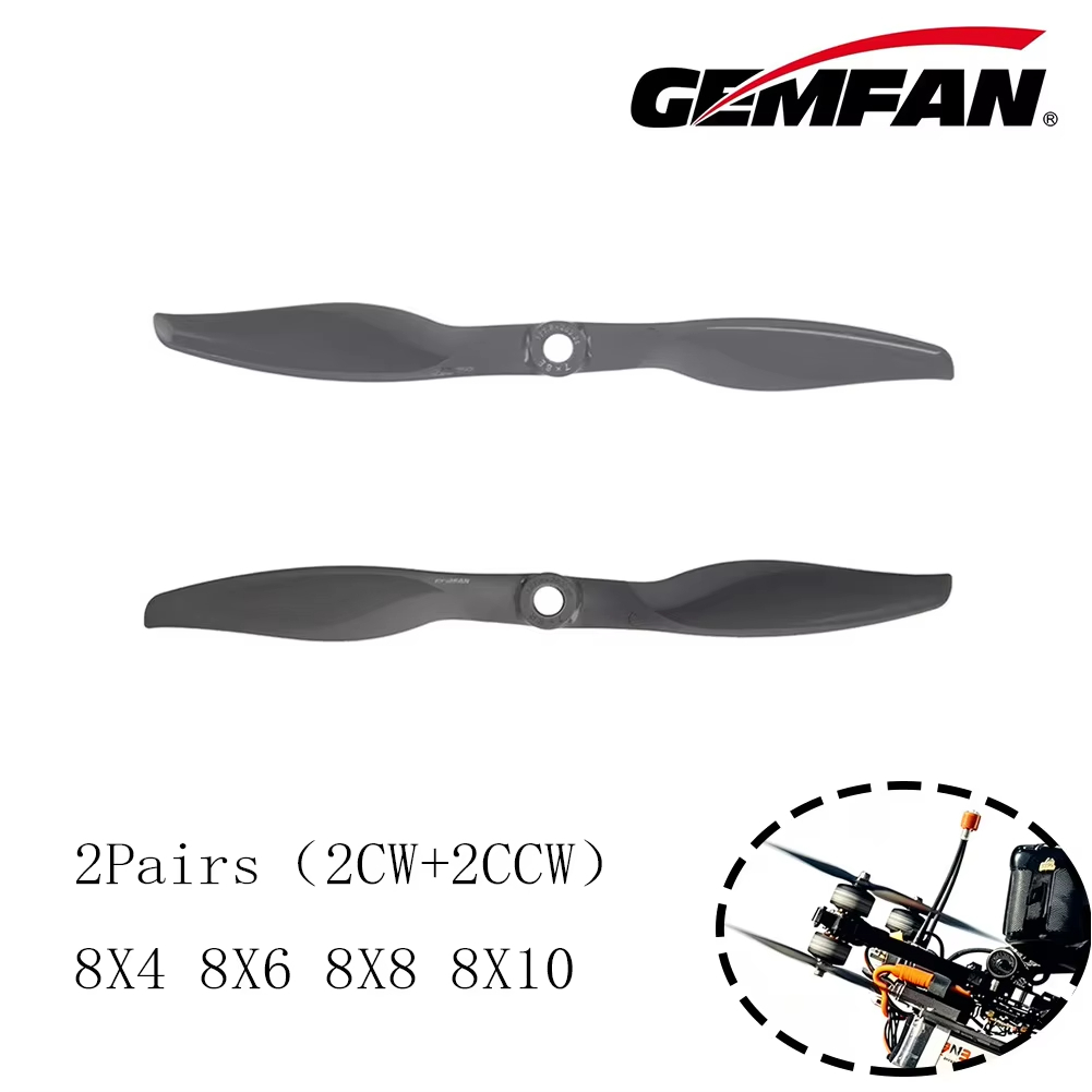 2 คู่ Gemfan Vortex 8x4/8x6/8x8/8x10 CW CCW ใบพัด GF ไนลอนสําหรับ RC FPV Racing อะไหล่
