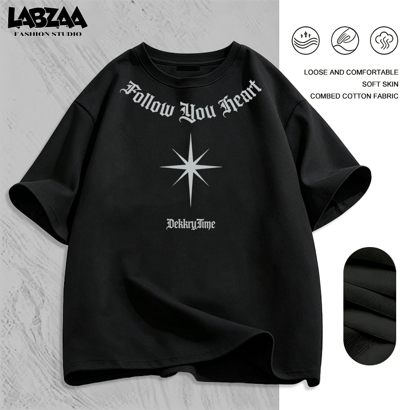【จัดส่งจากกรุงเทพฯ】LABZAA ยอดนิยมสไตล์อเมริกัน เสื้อยืดทรงหลวม สะดวกสบาย ผ้าหนายับยากรีดง่าย ลวดลายแฟชั่น ผ้าฝ้าย YG4661