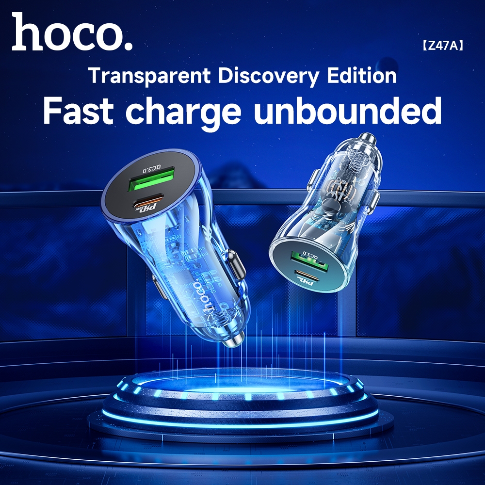 HOCO Z47A PD30W USB Dual Port Car Charger Fast Charging QC3.0 Type-C อะแดปเตอร์สําหรับสมาร์ทโฟน