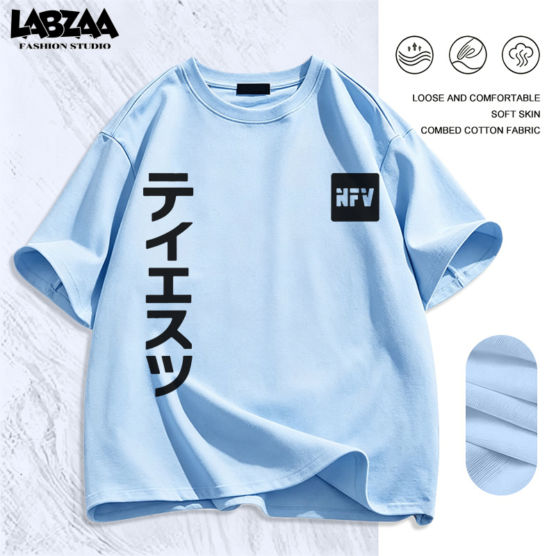 【จัดส่งจากกรุงเทพฯ】LABZAA เสื้อยืดแขนสั้นคอกลม วินเทจฟอกน้ำ ดีไซน์คลาสสิค ลวดลายแฟชั่น ทรงหลวม ระบายอากาศ ผ้าฝ้ายแท YG4718