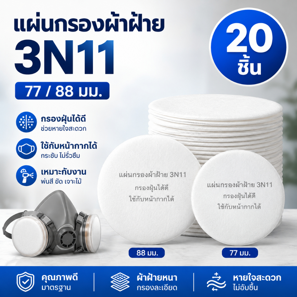 [XXNZMM] 20 ชิ้น 3N11 ผ้าฝ้ายกรอง 77/88 มม.ใช้กับหน้ากากกันฝุ่นหน้ากากป้องกันแก๊สพิษใช้สําหรับตกแต่งบ้านขัดภาพวาดขุดช่างไม้ LEED