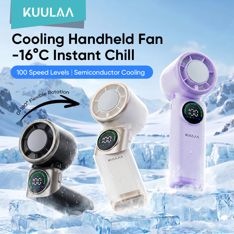 KUULAA 8000mAh พัดลมเทอร์โบกําลังสูงพิเศษแบบพกพาพร้อมหน้าจอแสดงผลสี LED สําหรับปรับความเร็วลมสูง พัด