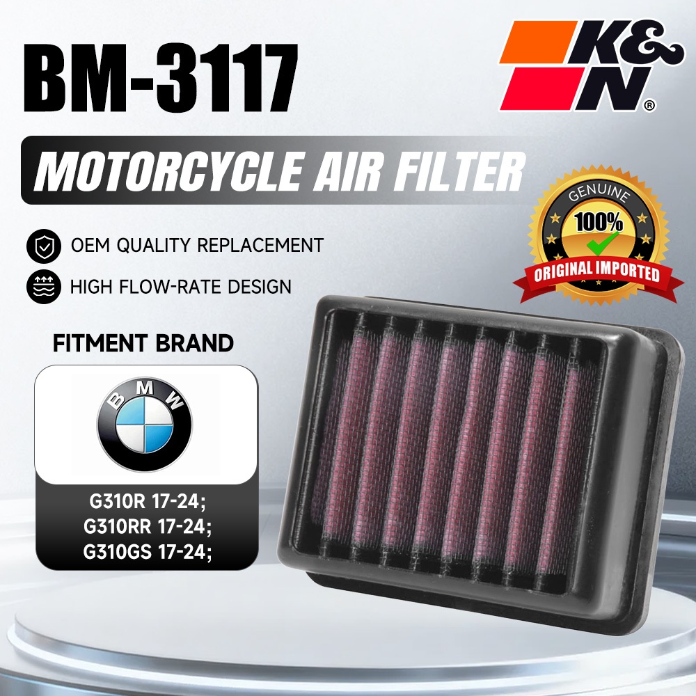 [ต้นฉบับ 100%]K&N ไส้กรองอากาศรถจักรยานยนต์ BM-3117 สําหรับ BMW G310R/G310RR/G310GS 17-24
