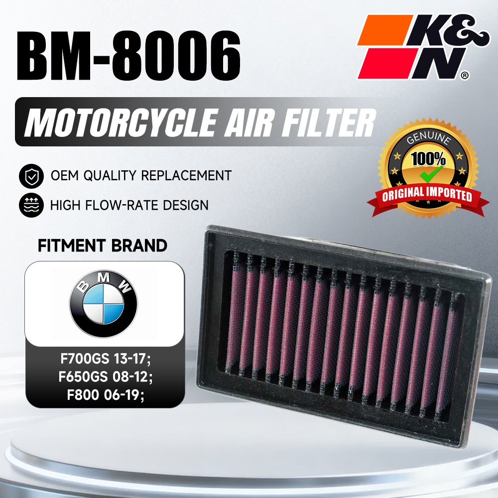 [ของแท้ 100%] K&N ไส้กรองอากาศรถจักรยานยนต์ BM-8006 สําหรับ BMW F700GS 13-17/F650GS 08-12/F800 06-19