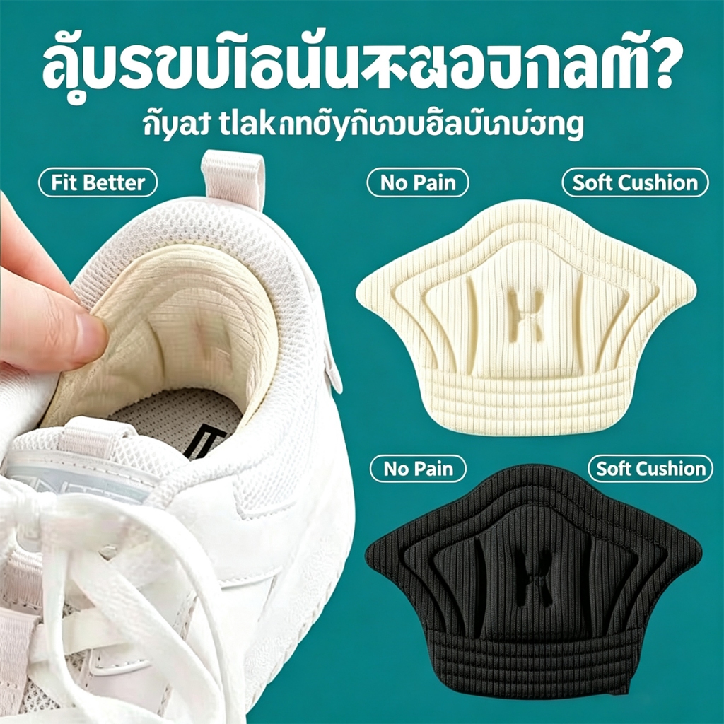 แทรกเบาะส้นเท้าแผ่นส้นเท้ารองเท้าสําหรับรองเท้าใหญ่เกินไป, ที่จับส้นป้องกัน Blister, ที่เติมรองเท้าแบบมีกาวในตัวเพื่อป้องกันการลื่นไถลและถู