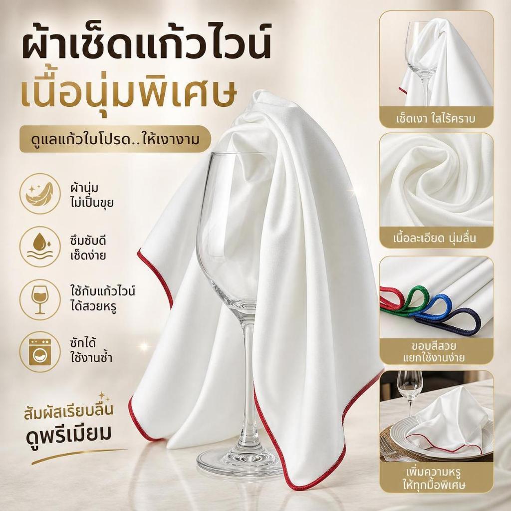(Plusflower) ผ้าทําความสะอาดสําหรับเช็ดแก้วไวน์แดงเช็ดแก้วโดยไม่ต้อง Leaving Any Marks Cup Wiping Cloth ผ้าทําความสะอาดใหม่