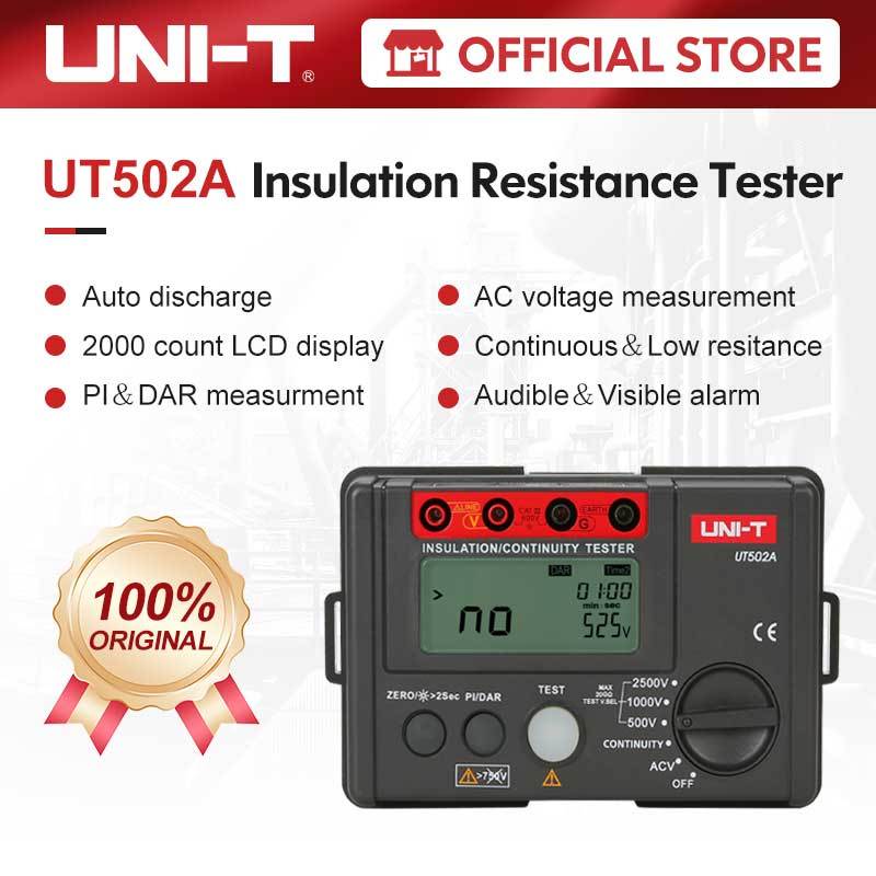 UNI-T UT502A 2500V เครื่องทดสอบความต้านทานฉนวน Auto Range LCD Backlight