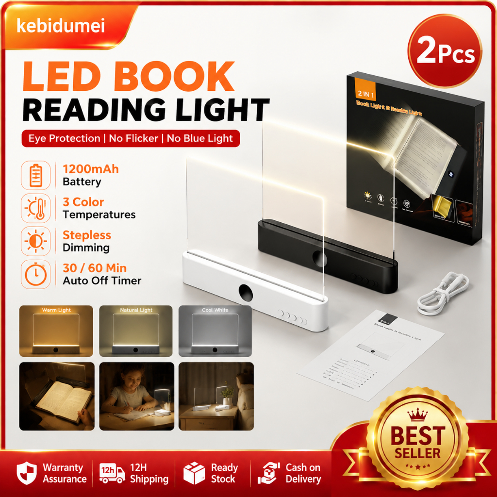 ❤สต็อกท้องถิ่น❤3ชิ้นไฟ นํา หนังสือ1200มิลลิแอมป์ชั่วโมงชาร์จ3สีอุณหภูมิหรี่แสงได้จับเวลาป้องกันดวงตาโคมไฟอ่านหนังสือ