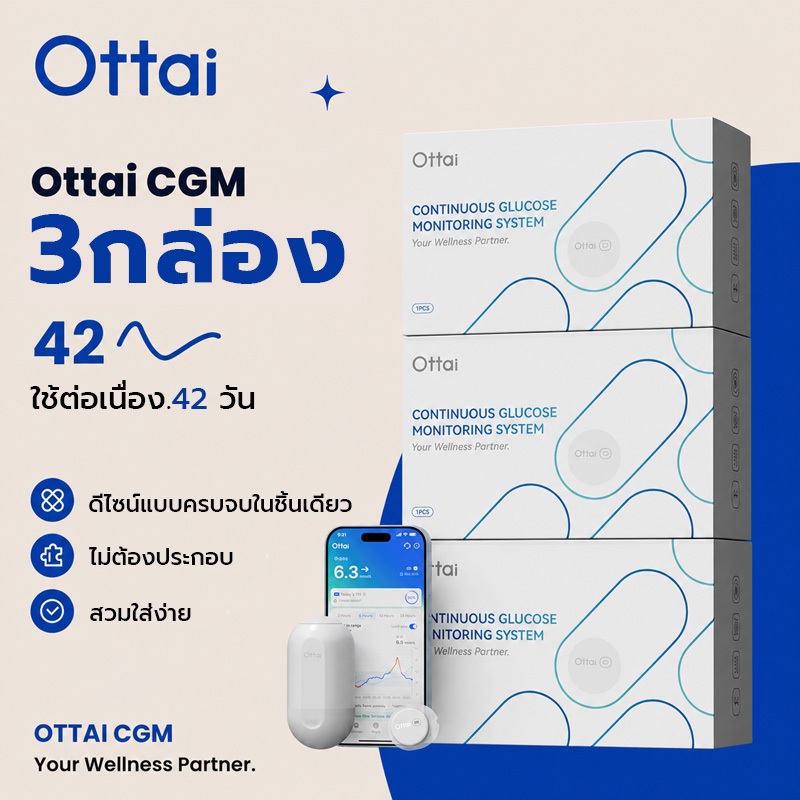 OTTAI M8 CGM 3 ชุดอุปกรณ์เสริมเพื่อสุขภาพโรคเบาหวานเซ็นเซอร์กลูโคส