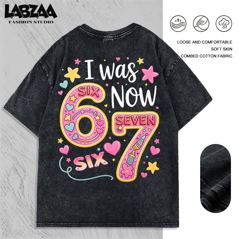 【จัดส่งจากกรุงเทพฯ】LABZAA ทันสมัยและเรียบง่าย Oversized ลายดิจิทัล ใส่สบาย ผ้าฝ้าย YG1060