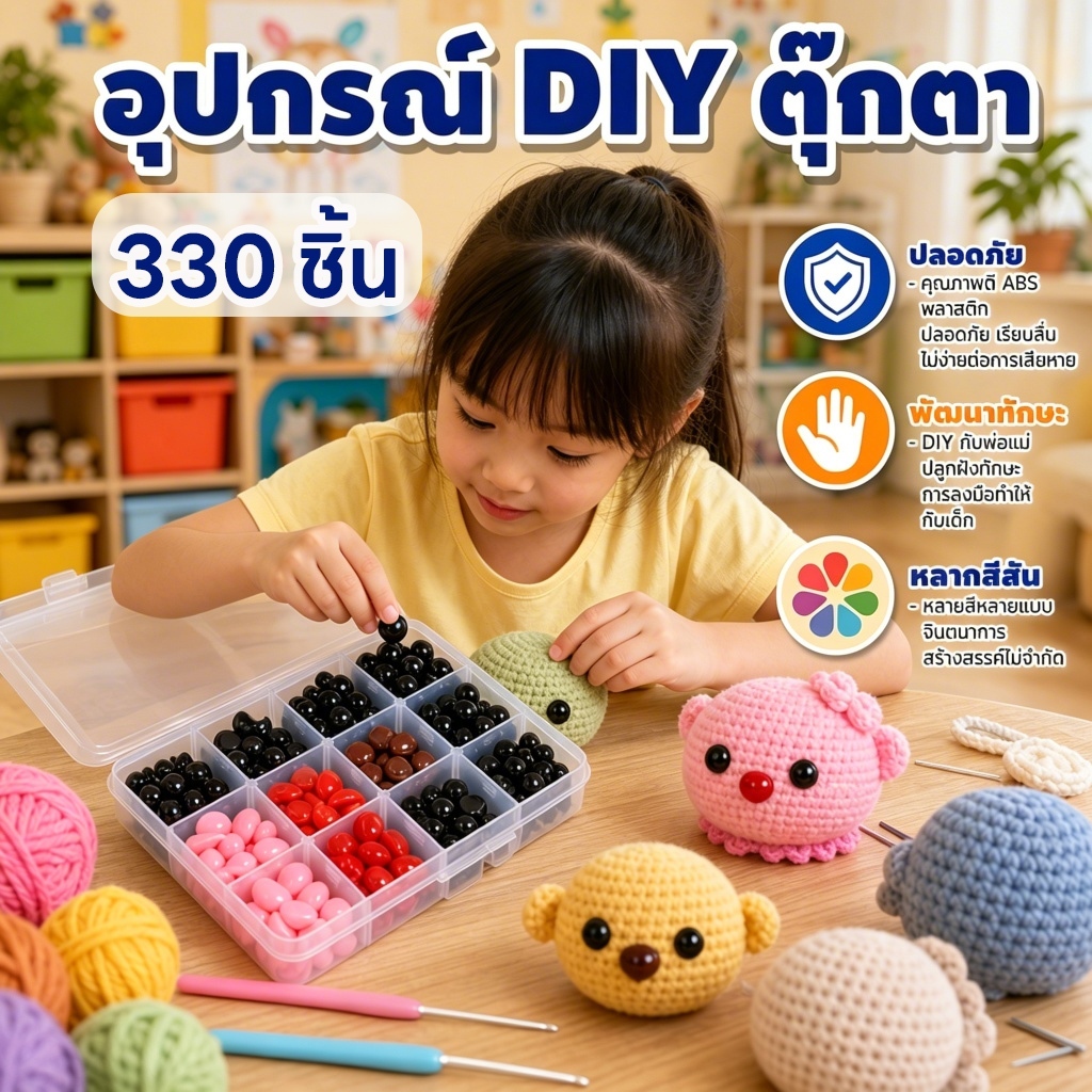330 ชิ ้ นความปลอดภัยตาและจมูกชุดพลาสติกสีสันสดใสความปลอดภัยตาและจมูกสําหรับตุ ๊ กตาโครเชต ์ ทํา