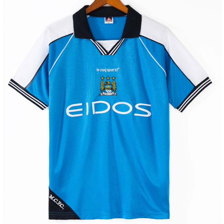 97/98-99/01 M-City Home Away Retro Soccer Jersey Home Vintage Football Jersey เสื้อยืดที่กําหนดเอง 1