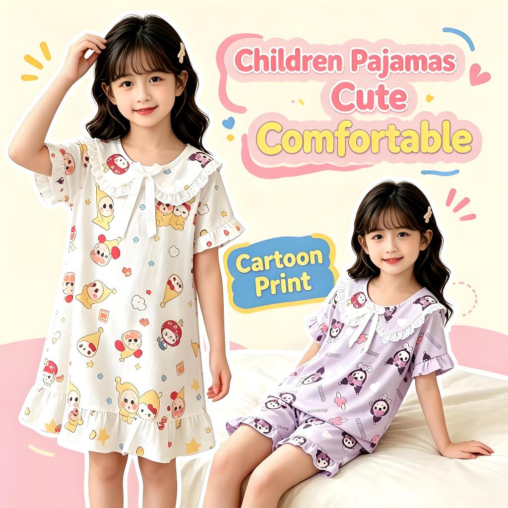 Flash Sale! กระโปรงคืนด์ลาย-stripes พิมพ์สไตล์ Kuromi สำหรับสาวๆ อายุ 12-13 ปี