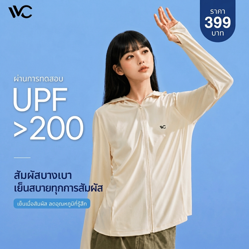 【พร้อมส่งภายในวันที่สั่ง 】VVC Ice Crystal Classic UV Cooling Jacket - เสื้อกันแดดเย็น ป้องกันUV UPF200+ ใส่เบาสบายเหมาะใส่ออกแดดกลางแจ้ง เสื้อคลุมกันแดดใส่ออกกำลังกาย ใส่ออกแดด ใส่ไปเที่ยว