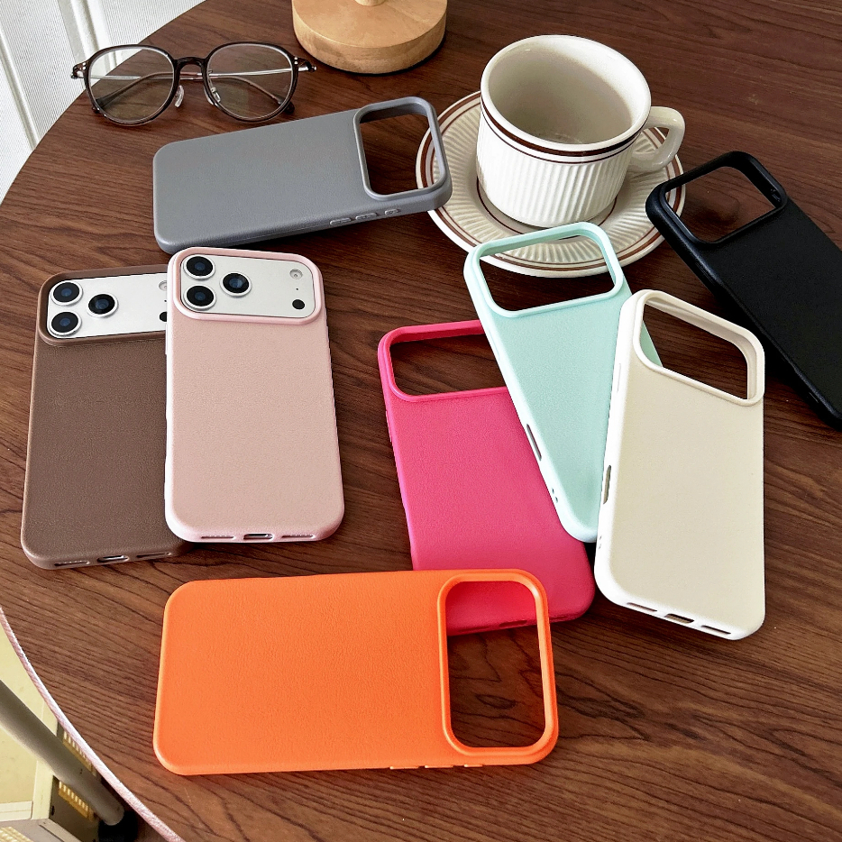 หรูหรานุ่ม ทีพียู เลียนแบบหนังเคลือบเคสโทรศัพท์สําหรับ ไอโฟน iPhone 17 16 15 14 Pro Max มือโปร สูงสุด 11 12 13 บวก โดปามีน ลูกอมสีทึบบางยืดหยุ่นกันกระแทกโทรศัพท์ฝาหลัง