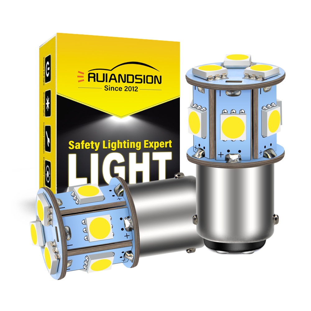 Ruiandsion BA15D หลอดไฟ LED 6V / 24V / 6-30V 450LM สีแดง/สีขาว/สีเหลืองสําหรับไฟท้ายไฟเบรคไฟเลี้ยวไฟ