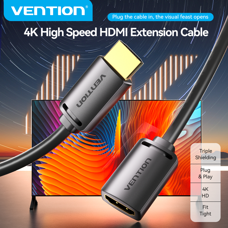 Vention สายเคเบิ้ล HDMI 2.0 Male To Female 4K 3D อุปกรณ์เสริมสําหรับ Nintendo Switch Xbox PS4 HDTV Hdmi สายเคเบิลต่อขยาย