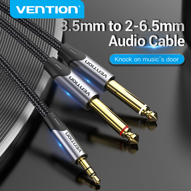 Vention สายเคเบิ้ลเสียง Trs 3.5มม.Male/TS 6.5มม.Male อะแดปเตอร์เชื่อมต่อสายเคเบิ้ลโทรศัพท์ Pc BAR