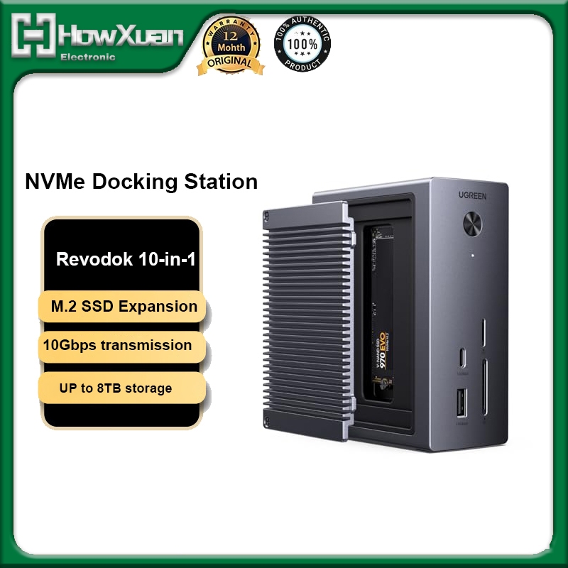 UGREEN Revodk 10-in-1 NVMe Docking Station 4K @ 60Hz M.2 NVMe SSD Enclosure 10Gbps 100W PD ชาร์จ USB