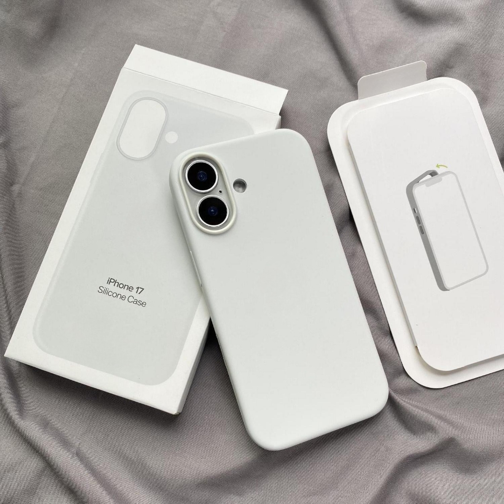 Original Liquid ซิลิโคนสีขาวเคสโทรศัพท์สําหรับ iPhone 17 Pro Max 17 Pro 17 สีทึบพร้อมกล่องฝาครอบ Fun