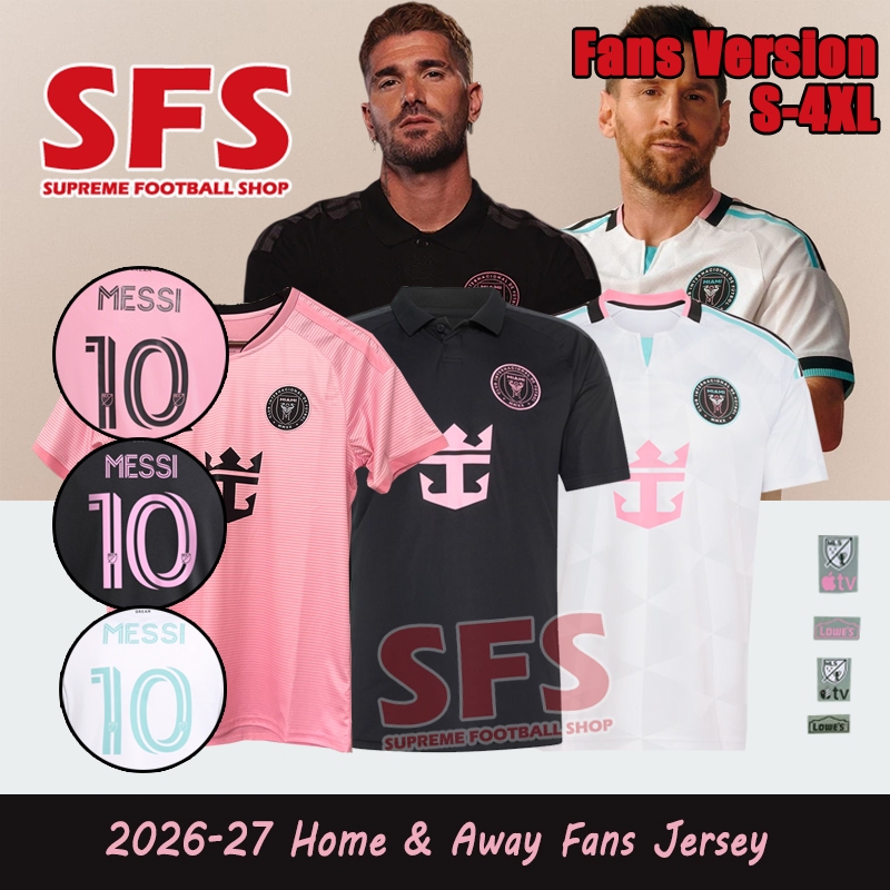SFS คุณภาพสูง 2026-27 Inter Miami Jersey ผู้ชายฟุตบอลเสื้อฟุตบอลแฟนรุ่นกีฬาเสื้อยืด S-4XL