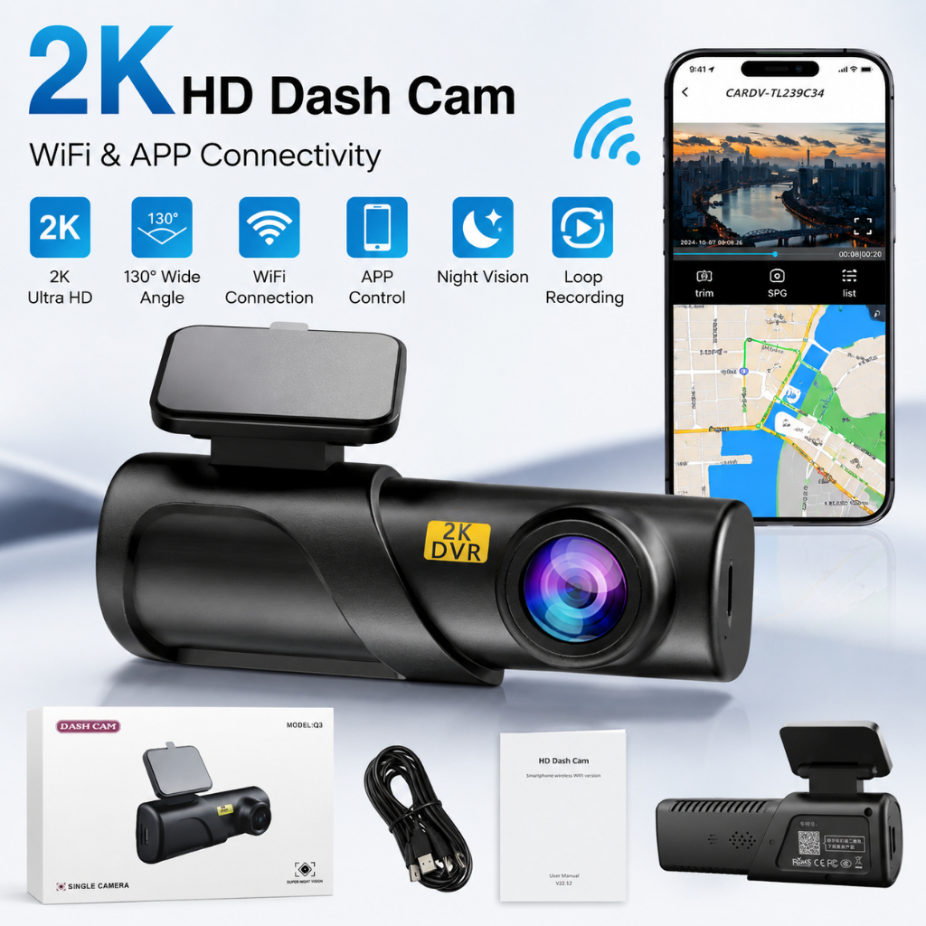 กล้องติดรถยนต์ มุมกว้าง 160° Dash Cam F490W 1080P FULL HD WiFi +APP องศา บันทึกฉุกเฉิน บันทึกวนซ้ำ
