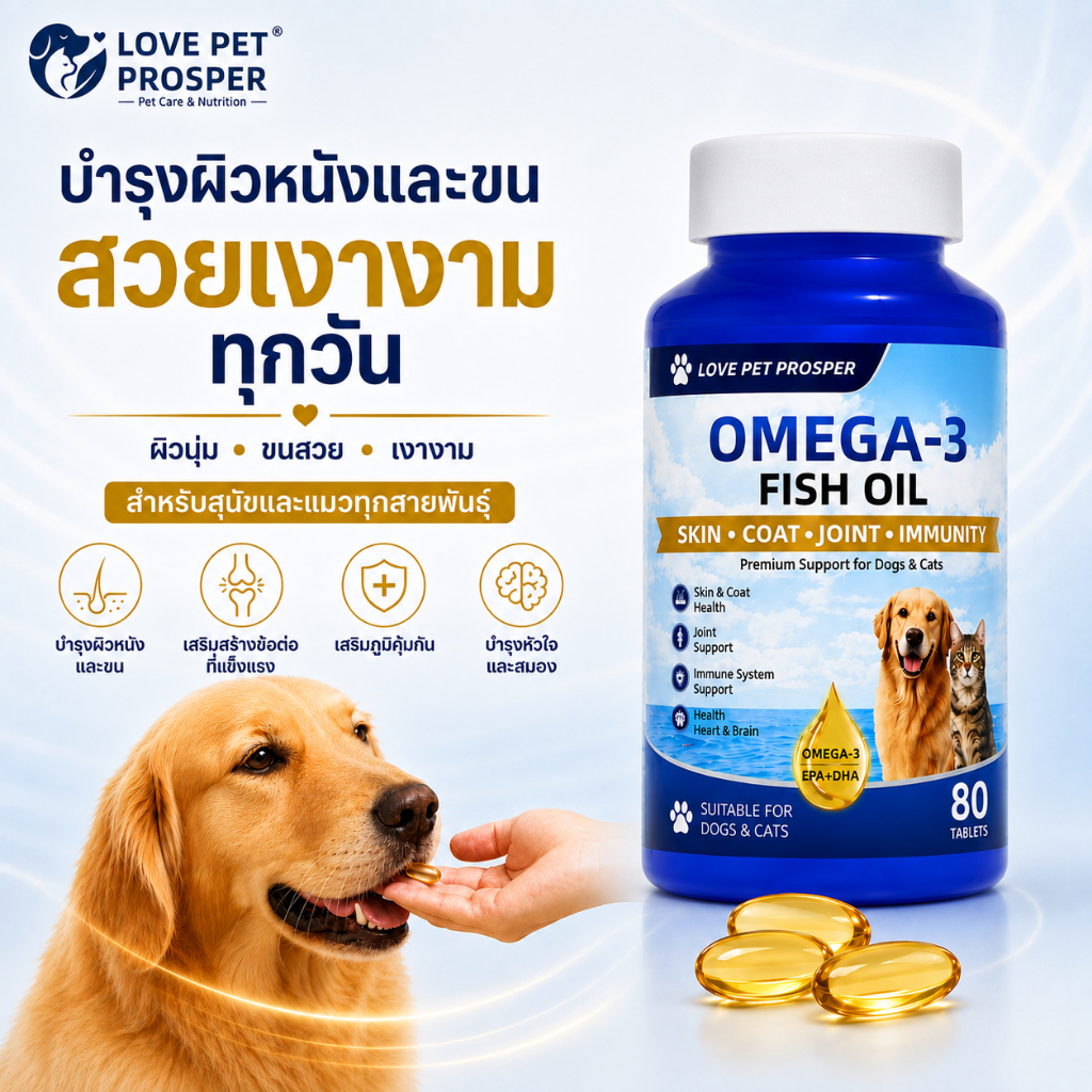 Love Pet Prosper น้ำมันปลา Omega 3 สำหรับสุนัขและแมว แคปซูลน