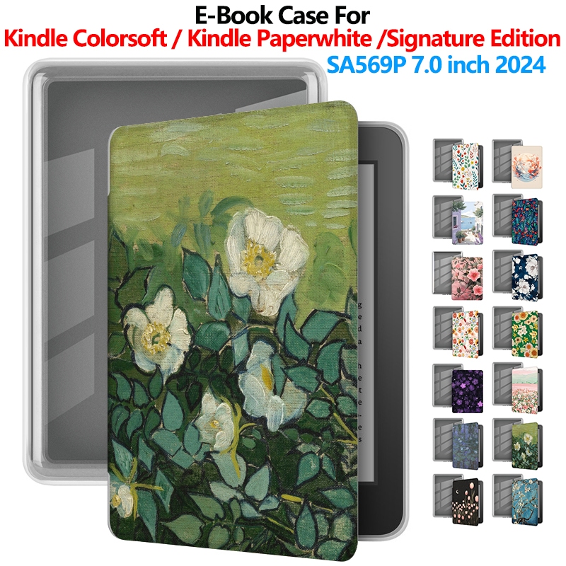 สําหรับ Kindle Paperwhite 7.0 นิ้ว Signature Edition7 Kindle Colorsoft7 SA569P 2024 ทาสีดอกไม้อะคริล