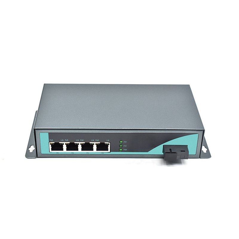 1000Mbps 4 Port PoE Media Converter Unmanaged 1 Fiber SC Uplink Plug-and‐Play Desktop Rack‐Mount การ