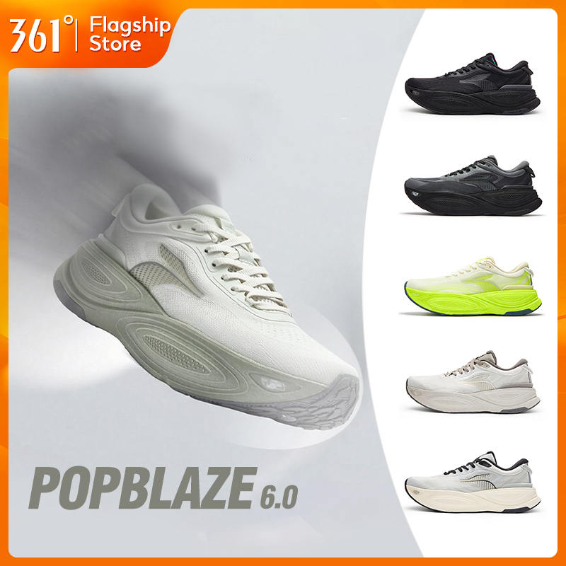 【361 Degrees】Popblaze 6.0 | รองเท้าวิ่งผู้ชาย สีใหม่ พื้นหนานุ่ม รองรับแรงกระแทก หน้ากว้าง ระบายอากาศดี ใส่สบาย สำหรับวิ่งและเดิน 672622201
