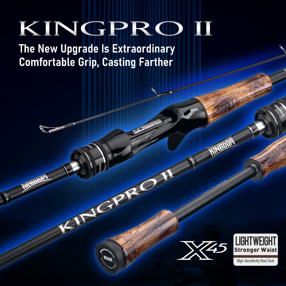Kingdom KINGPRO-II เบ็ดตกปลา 1.8m/1.98m/2.1m 2 ส่วน 96g L/ML/M Power Casting Rod Spinning Rod 24T Carbon Fishing Travel ก้านไม้ Ultralight Lure Rod