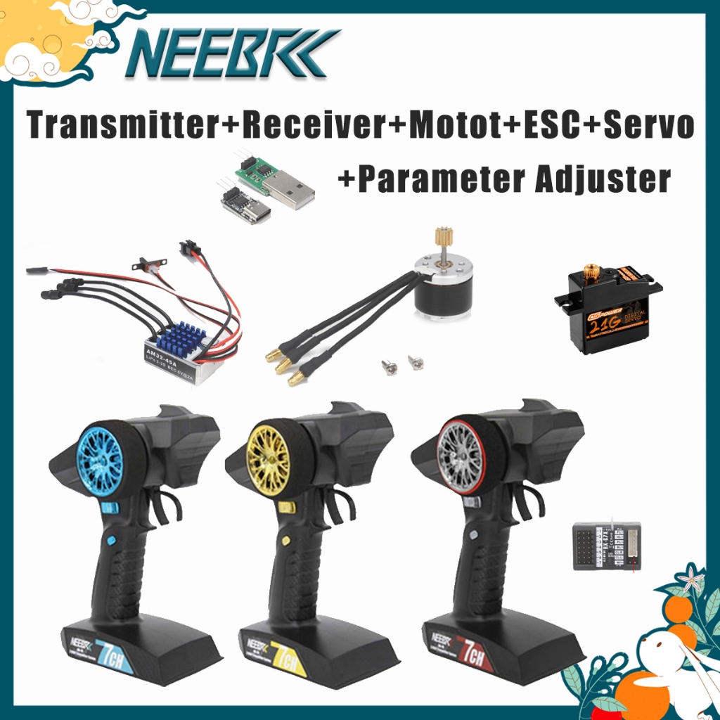 NEEBRC 2322 2600KV มอเตอร์ไร้แปรง AM32 45A ESC Param อะแดปเตอร์ 21G Servo 7CH TX & RX สําหรับ 1/12 R