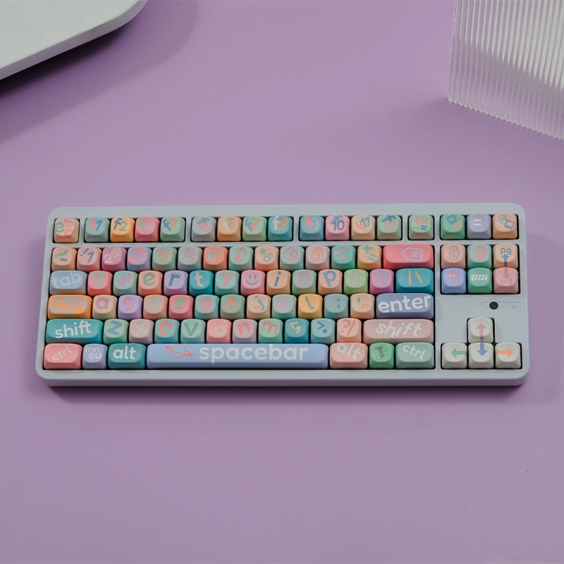 Keycap เฉพาะสีชมพูขนาดใหญ่ Fon Keycap PBT Sublimation สําหรับ Cherry MX Switch คีย์บอร์ด Wooting