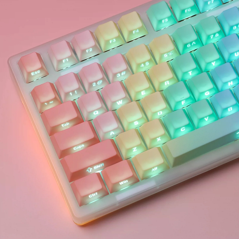 Keycap เฉพาะMacaronด้านข้างแกะสลักKeypad 121 คีย์Shine Through Cherry Profile PBTระเหิดสําหรับCherry