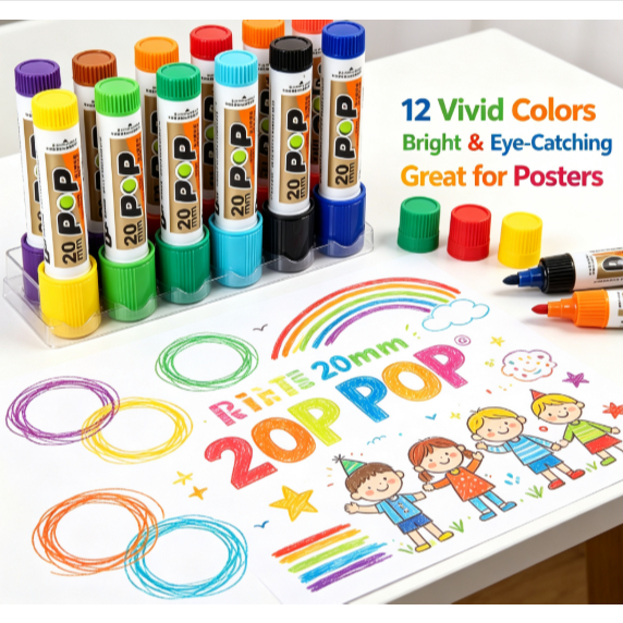 Zhi ยี่ห้อ POP Marker 12 สี Big Head Marker ชุดการสอน