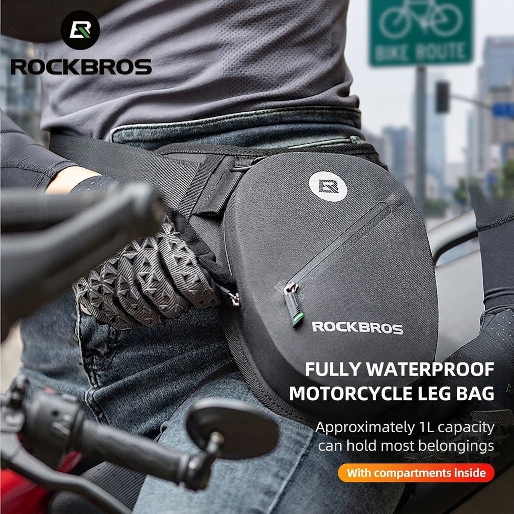【TH Delivery】ROCKBROS AS-081 กระเป๋าคาดขา กระเป๋ามอเตอร์ไซค์ กันน้ำ 100% ผ้า 600D TPU ถอดสายได้ สะพายได้ 3 แบบ สำหรับ Grab Rider