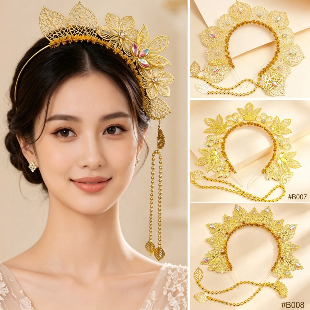 ทองใบกลวงเครื่องประดับผมสำหรับผู้หญิง ฉลองงาน